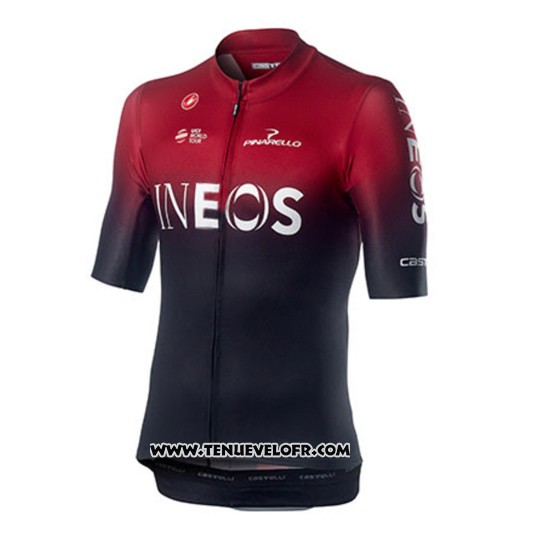 2019 Maillot Ciclismo Castelli Ineos Noir Rouge Manches Courtes et Cuissard